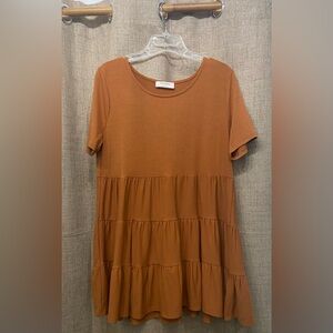 Zenana Outfitters Women's Tan Short Sleeve Tiered dress or tunic